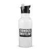White water bottle with straw, stainless steel 600ml