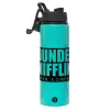 Metallic water bottle with safety lid, 850ml aluminum