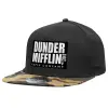 Adult Flat Snapback Hat Black/Camouflage, (100% COTTON TWILL, ADULT, UNISEX, ONE SIZE)