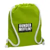 Backpack bag GYMBAG LIME GREEN, with pocket (40x48cm) & thick cords