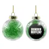 Transparent Christmas tree ball ornament with green filling 8cm