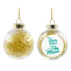 Transparent Christmas tree ball ornament with gold filling 8cm