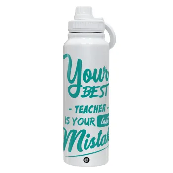 Your best teacher is your last mistake, Θερμός 1L Ανοξείδωτο με Βάση Κινητού & Διπλά Τοιχώματα