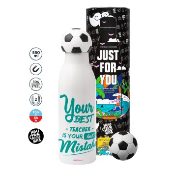 Your best teacher is your last mistake, Soccer Metal mug thermos, double wall, 550ml