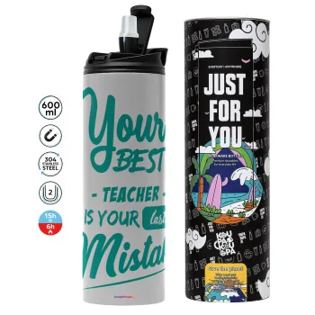 Your best teacher is your last mistake, Tumbler stainless steel GREY 600ml