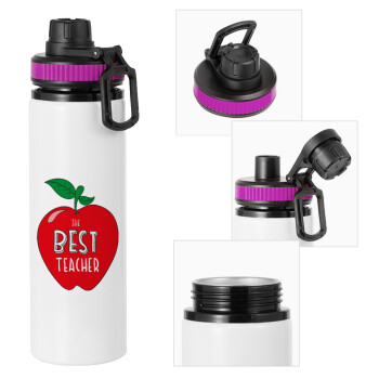 Best teacher, Metallic water bottle with safety lid, 850ml aluminum