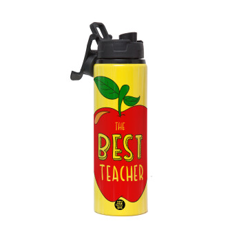 Best teacher, Metallic water bottle with safety lid, 850ml aluminum