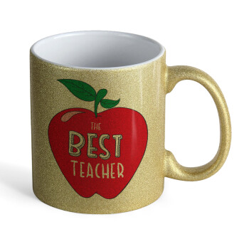 Best teacher, Κούπα Χρυσή Glitter που γυαλίζει, κεραμική, 330ml