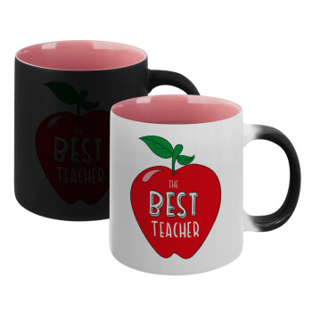 Best teacher, Κούπα Μαγική εσωτερικό ΡΟΖ, κεραμική 330ml που αλλάζει χρώμα με το ζεστό ρόφημα