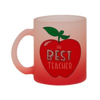 Best teacher, Κούπα γυάλινη δίχρωμη με βάση το κόκκινο ματ, 330ml