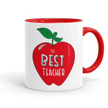 Best teacher, Κούπα χρωματιστή κόκκινη, κεραμική, 330ml