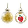 Transparent Christmas tree ball ornament with gold filling 8cm