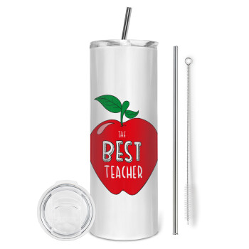 Best teacher, Tumbler stainless steel 600ml, with metal straw & cleaning brush