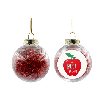 Best teacher, Χριστουγεννιάτικη μπάλα δένδρου διάφανη με κόκκινο γέμισμα 8cm