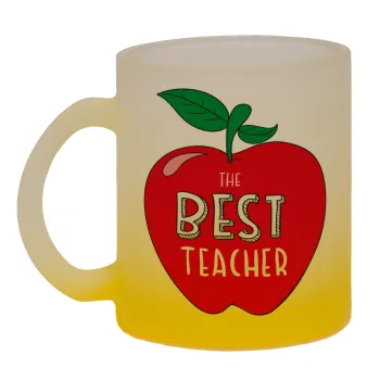 Best teacher, Κούπα γυάλινη δίχρωμη με βάση το κίτρινο ματ, 330ml