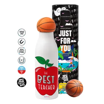 Best teacher, Bascetball Metal mug thermos, double wall, 550ml