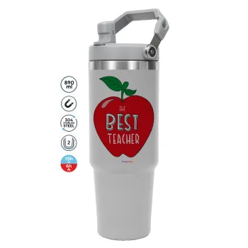 Best teacher, ΓΚΡΙ χρώματος Θερμός Ανοξείδωτο 890ml (30oz) με χερούλι