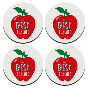 Best teacher, ΣΕΤ 4 Σουβέρ ξύλινα στρογγυλά (9cm)