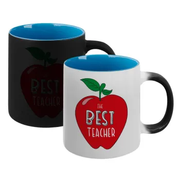 Best teacher, Κούπα Μαγική εσωτερικό μπλε, κεραμική 330ml που αλλάζει χρώμα με το ζεστό ρόφημα