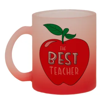 Best teacher, Κούπα γυάλινη δίχρωμη με βάση το κόκκινο ματ, 330ml