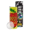 Neon Yellow Travel Tumbler θερμό, μεταλλικό καλαμάκι(Ανωξείδωτο 304 Food grade, BPA free, 600ml)
