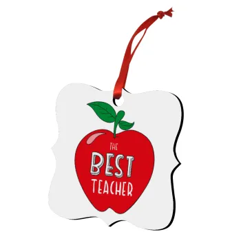 Best teacher, Στολίδι Χριστουγεννιάτικο στολίδι polygon ξύλινο 7.5cm