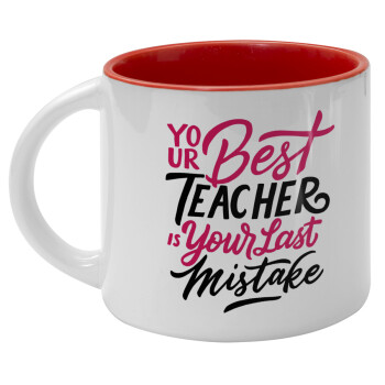 Typography quotes your best teacher is your last mistake, Κούπα κεραμική 400ml Λευκή/Κόκκινη