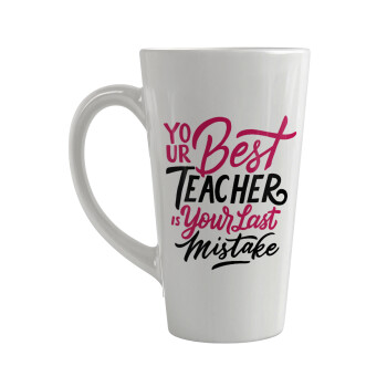 Typography quotes your best teacher is your last mistake, Κούπα κωνική Latte Μεγάλη, κεραμική, 450ml