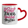 Mug heart red handle, ceramic, 330ml