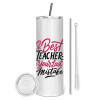 Tumbler stainless steel 600ml, with metal straw & cleaning brush