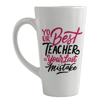 Typography quotes your best teacher is your last mistake, Κούπα κωνική Latte Μεγάλη, κεραμική, 450ml