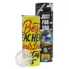 Neon Yellow Travel Tumbler θερμό, μεταλλικό καλαμάκι(Ανωξείδωτο 304 Food grade, BPA free, 600ml)