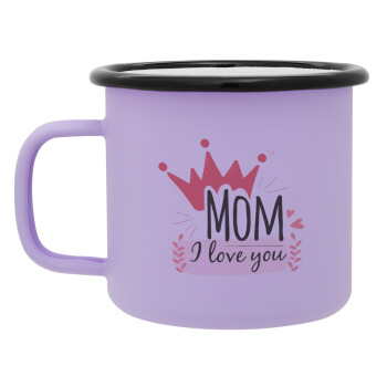 Mother's day I Love you Mom, Κούπα Μεταλλική εμαγιέ ΜΑΤ Light Pastel Purple 360ml