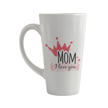 Mother's day I Love you Mom, Κούπα κωνική Latte Μεγάλη, κεραμική, 450ml