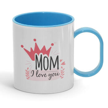 Mother's day I Love you Mom, Κούπα (πλαστική) (BPA-FREE) Polymer Μπλε για παιδιά, 330ml