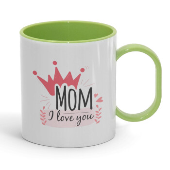 Mother's day I Love you Mom, Κούπα (πλαστική) (BPA-FREE) Polymer Πράσινη για παιδιά, 330ml