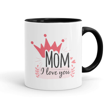 Mother's day I Love you Mom, Mug colored black, ceramic, 330ml