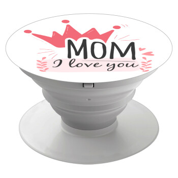 Mother's day I Love you Mom, Phone Holders Stand  White Hand-held Mobile Phone Holder