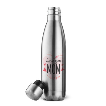 Mother's day I Love you Mom heart, Inox (Stainless steel) double-walled metal mug, 500ml