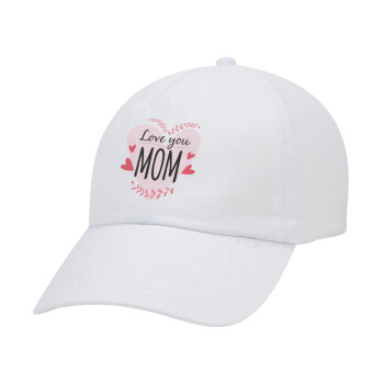 Mother's day I Love you Mom heart, Καπέλο Baseball Λευκό (5-φύλλο, unisex)