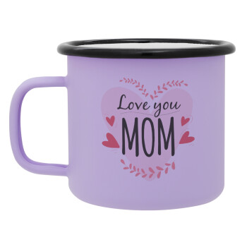 Mother's day I Love you Mom heart, Κούπα Μεταλλική εμαγιέ ΜΑΤ Light Pastel Purple 360ml