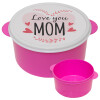Mother's day I Love you Mom heart, ΡΟΖ παιδικό δοχείο φαγητού (lunchbox) πλαστικό (BPA-FREE) Lunch Βox M16 x Π16 x Υ8cm