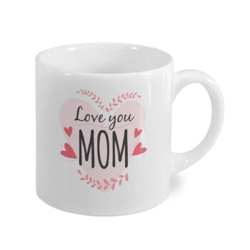 Mother's day I Love you Mom heart, Κουπάκι κεραμικό, για espresso 150ml
