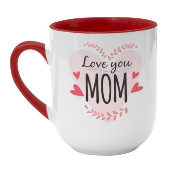 Mother's day I Love you Mom heart, Κούπα κεραμική tapered 260ml