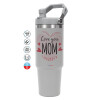 ΓΚΡΙ Travel Tumbler Θερμός με χερούλι και καλαμάκι 890ml