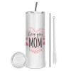 Tumbler stainless steel 600ml, with metal straw & cleaning brush