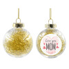 Transparent Christmas tree ball ornament with gold filling 8cm