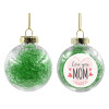 Transparent Christmas tree ball ornament with green filling 8cm