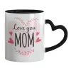 Mug heart black handle, ceramic, 330ml