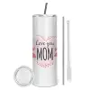 Tumbler stainless steel 600ml, with metal straw & cleaning brush